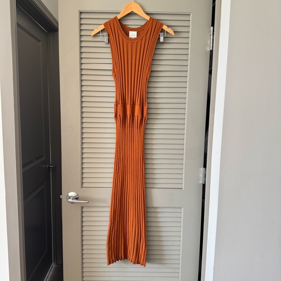 Varley | Cinnamon Orange π Florian Ribbed Knit Dress ~ Small - Picture 6 of 10